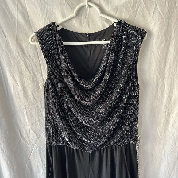 Avante Garde Wide Leg Jumpsuit Womens 10 Glitter Valentines Date Night Black - Picture 2 of 13